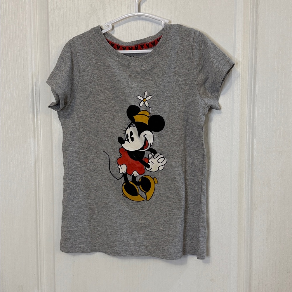 Disney Gray Minnie Mouse T-Shirt with Red Accents